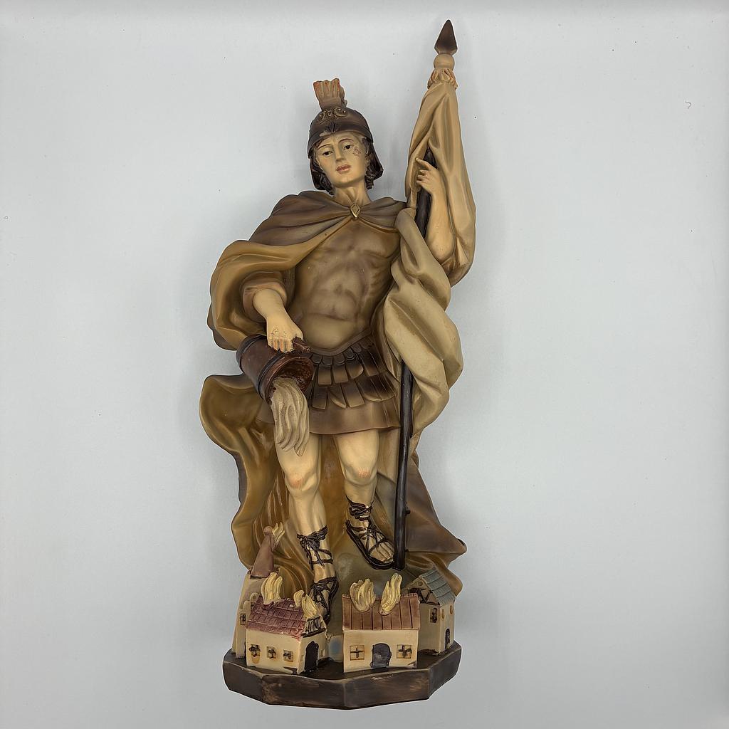 Hl. Florian handgeschnitzt 36cm, doppelt gebeizt Grödener Holzschnitzerei
