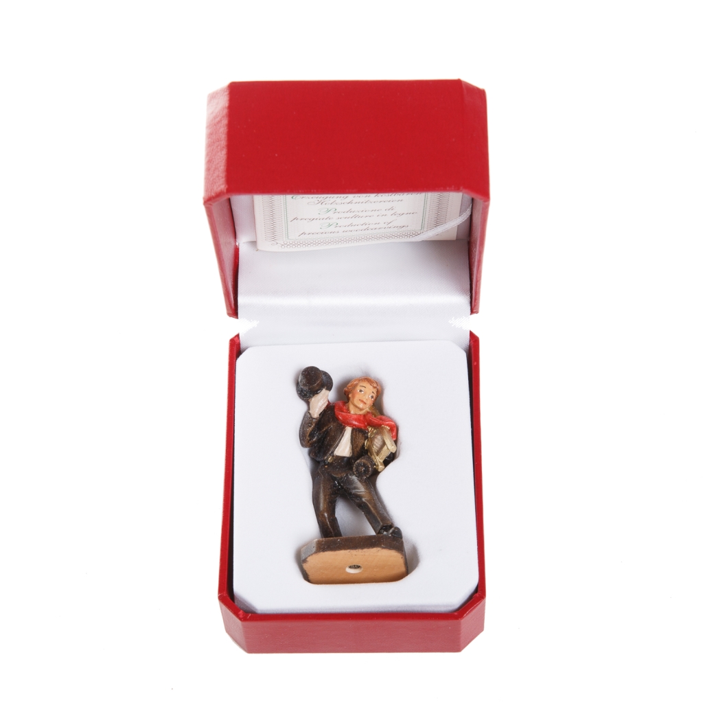 Miniatur Rauchfangkehrer
aus Holz, Bunt in Schatulle

