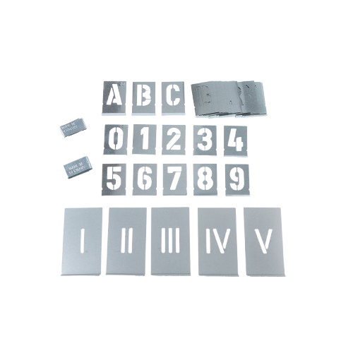 Schablonen GarniturA bis Z, 1 bis 0, I bis X