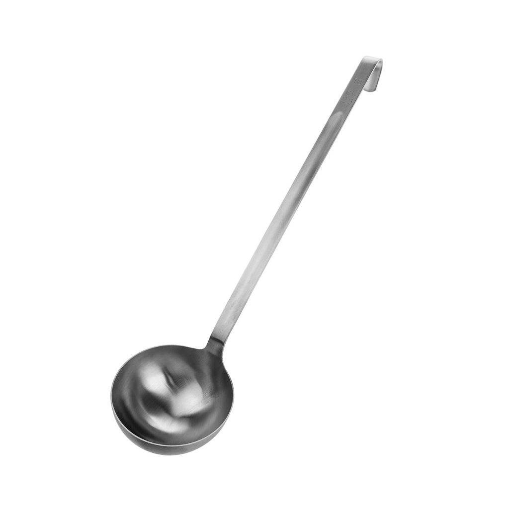 Schöpfkelle rostfreier Stahl
Stiellänge 34 cm, 0,25l
