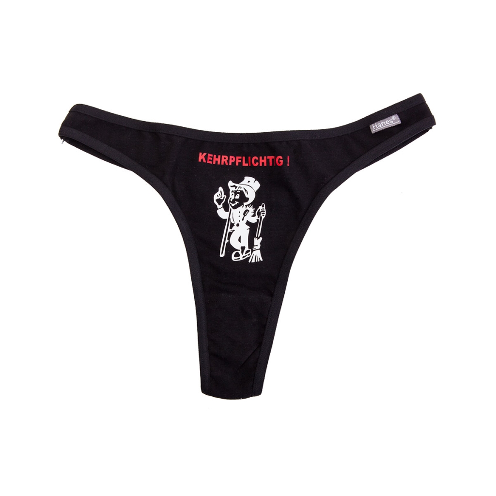 Unterwäsche schwarz mit roter Schrift &quot;Kehrpflichtig&quot; weißer RFK