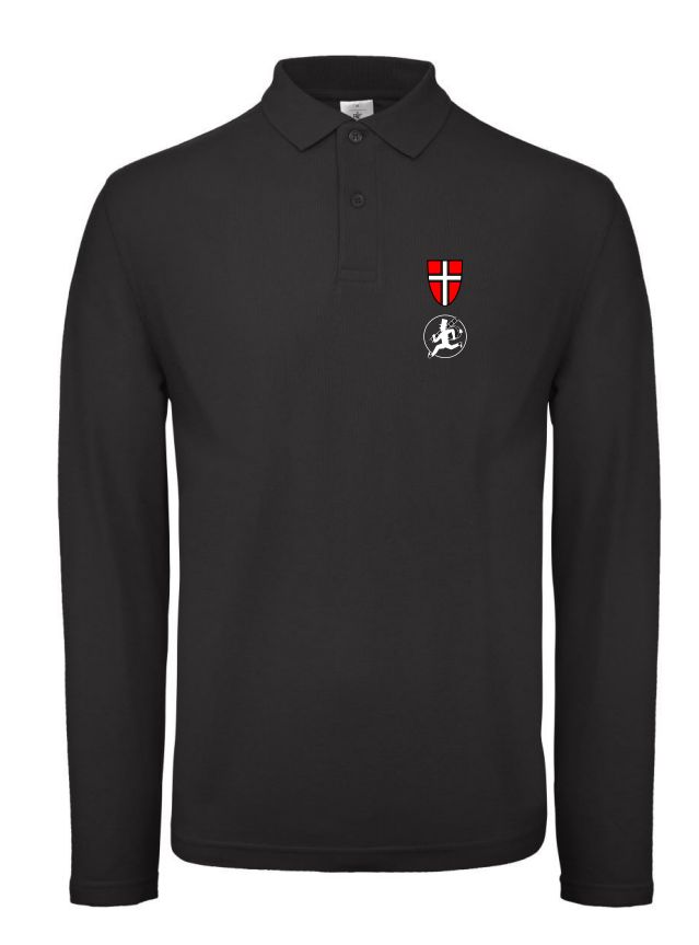 Polo Shirt Schwarz lang mit Wiener Wappen und RFK Stick altes Logo auf Brust XL