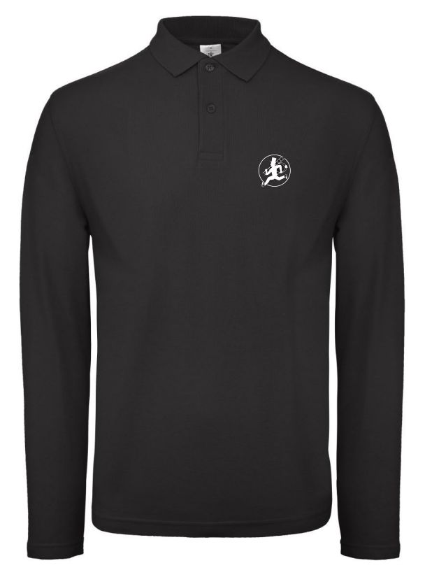 Polo Shirt Schwarz lang mit RFK Stick altes Logo auf Brust L
