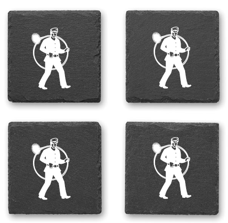 Schieferplatte Untersetzter Set - 4-teilig, 10 x 10 cm