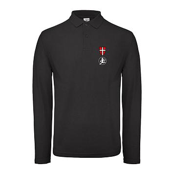 Polo Shirt Schwarz lang mit Wiener Wappen und RFK Stick altes Logo auf Brust L