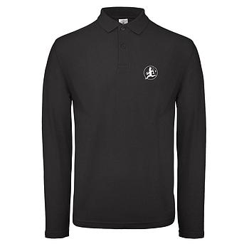 Polo Shirt Schwarz lang mit RFK Stick altes Logo auf Brust S